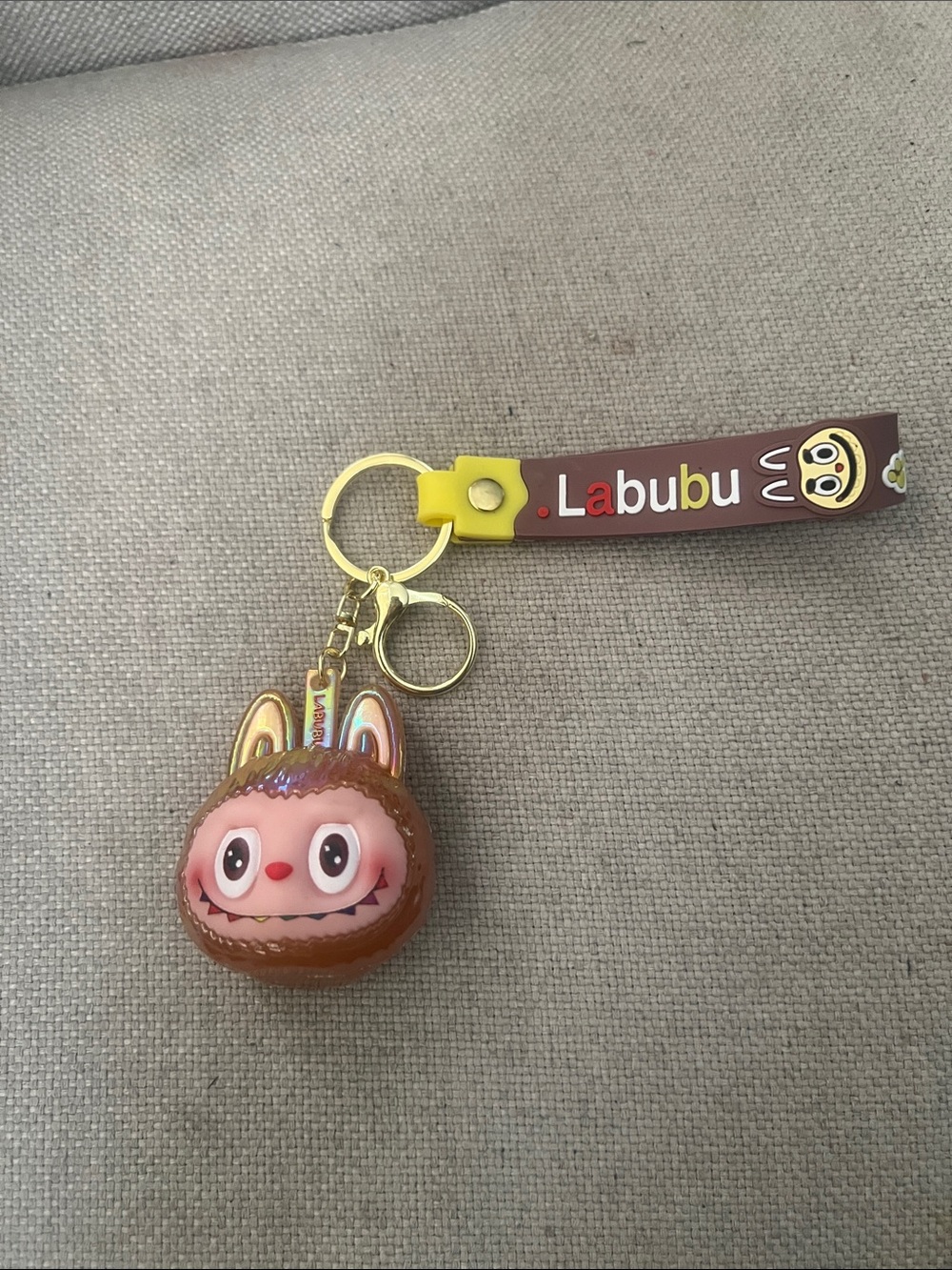 Brown Cute Labubu Keychain for Kids with light